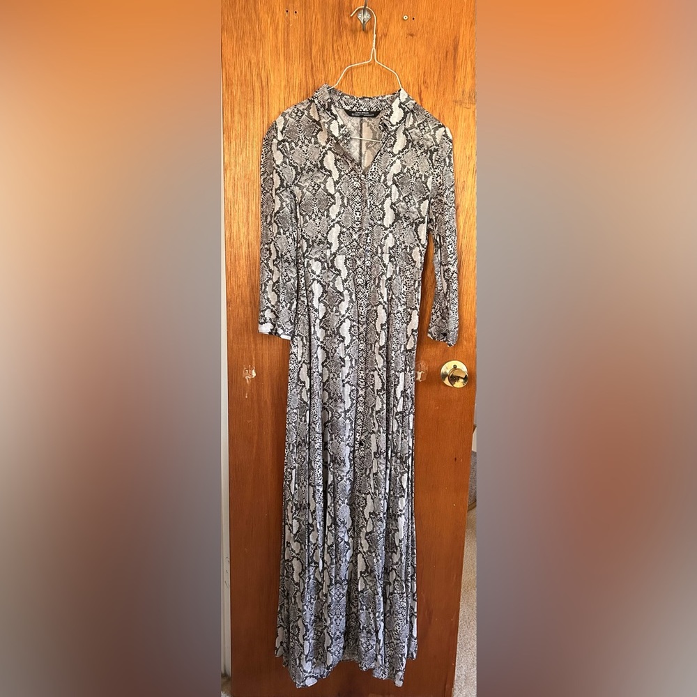 ZARA Colllections Printed maxi button down dress